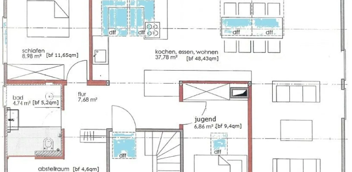 Grundriss des Komplettumbau des Dachspeichers